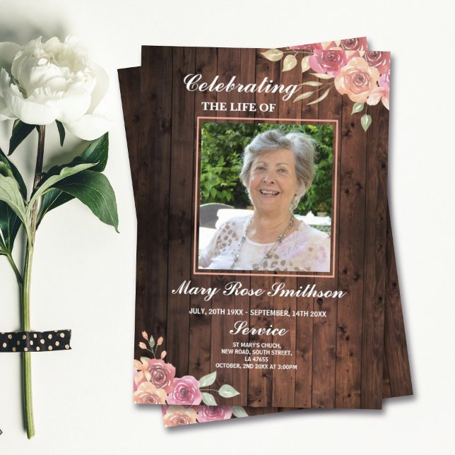 Funeral Order of Service Celebration of Life Peach Flyer (Creator Uploaded)