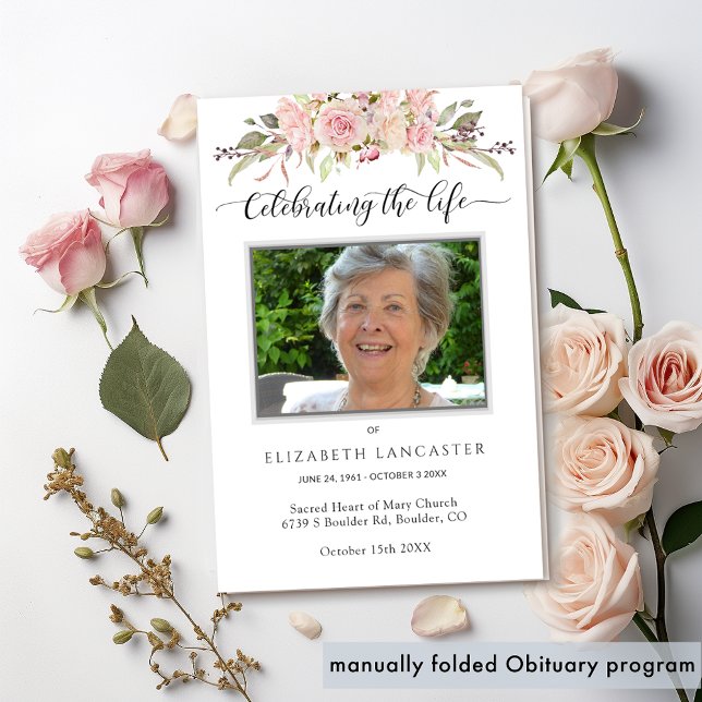 Funeral Order of Service, Floral Memorial Program (Creator Uploaded)