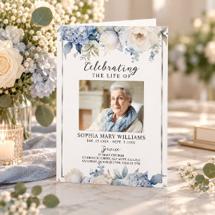 Funeral Order of Service Floral Memorial Program Card