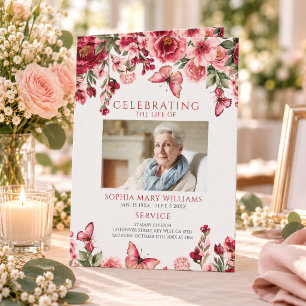 Funeral Order of Service Floral Memorial Program Card