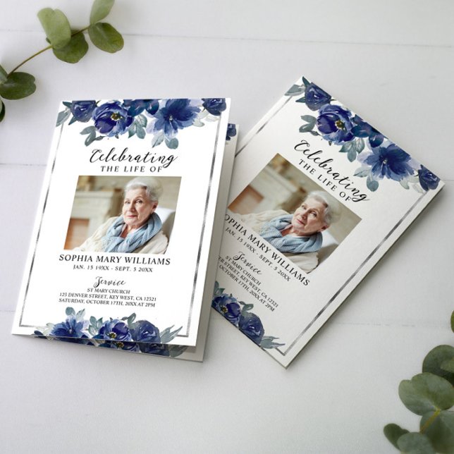 Funeral Order of Service | Floral Memorial Program Card (Creator Uploaded)