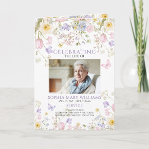 Funeral Order of Service Floral Memorial Program Card