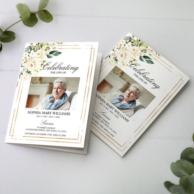 Funeral Order of Service | Floral Memorial Program Programme (Creator Uploaded)