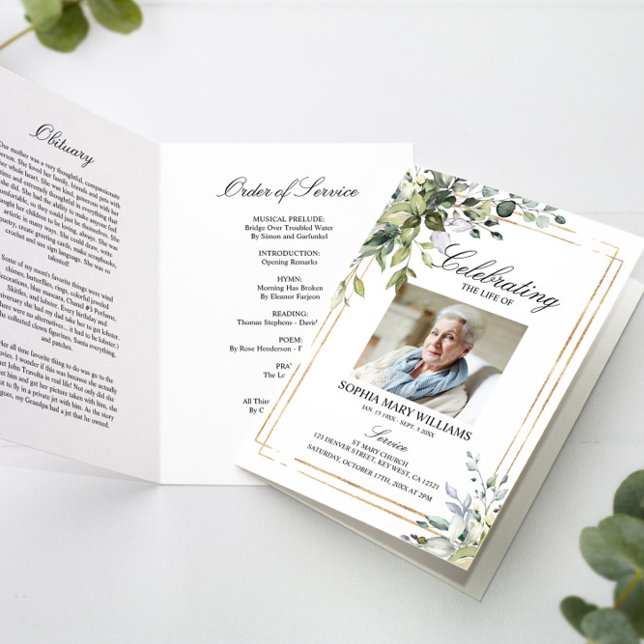 Funeral Order of Service | Green Memorial Program Programme (Creator Uploaded)