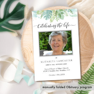 Funeral Order of Service Greenery Memorial Program