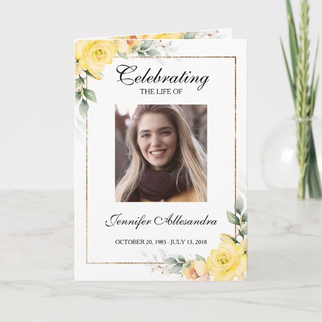 Funeral Order of Service Greenery Memorial Program Programme (Front)