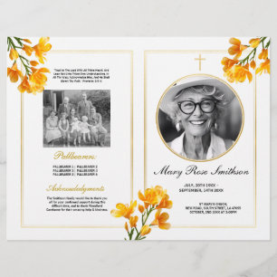 Funeral Order of Service Life Freesia Floral Flyer