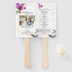 Funeral Order of Service Purple Flower Set of Fans