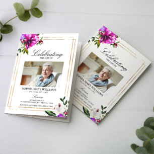 Funeral Order of Service Purple Flowers Programme