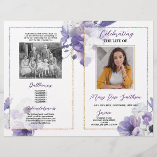 Funeral Order Service Celebration of Life Purple Flyer