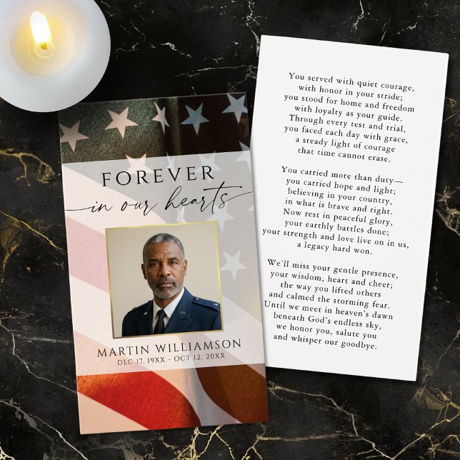 Funeral Patriotic Military Photo Prayer Card (Creator Uploaded)