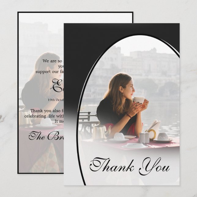 Funeral Personal Photo Elegant Simple Thank You (Front/Back)