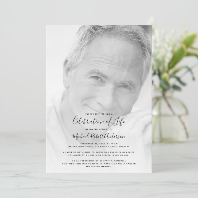 Funeral Photo Celebration of Life Memorial Invitation (Standing Front)