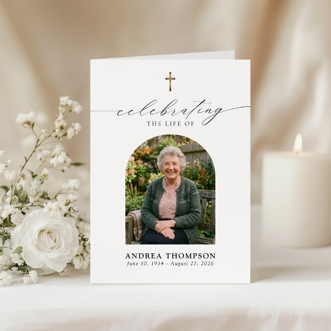 Funeral Photo Christian Cross Order of Service Programme (Creator Uploaded)
