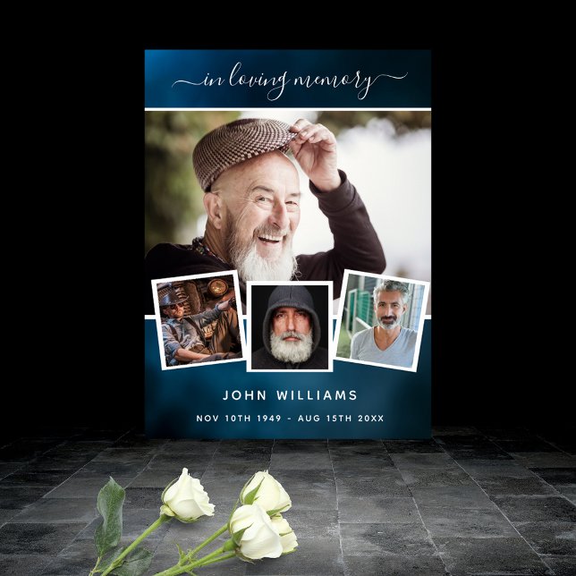 Funeral photo collage blue sky memorial welcome  poster (Creator Uploaded)