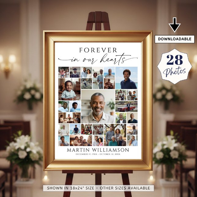 Funeral Photo Collage Forever In Our Hearts Poster (Creator Uploaded)
