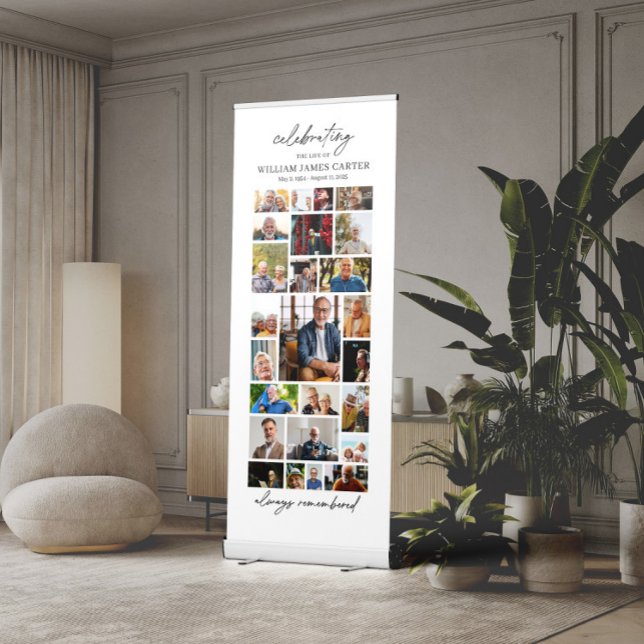 Funeral Photo Collage Template Memorial Retractable Banner (Creator Uploaded)