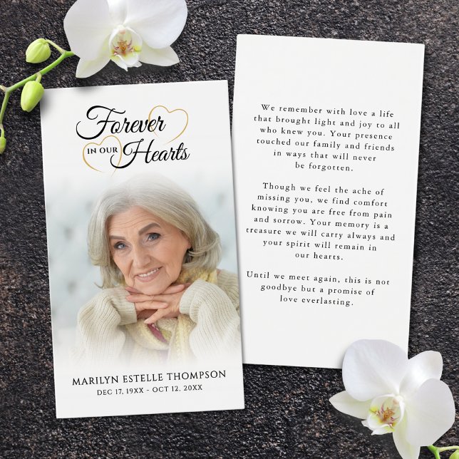 Funeral Photo Forever Hearts Photo Prayer Card (Creator Uploaded)