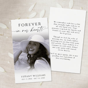Funeral Photo Forever Hearts Simple Prayer Card