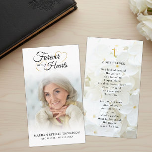 Funeral Photo God's Garden Cross Prayer Card