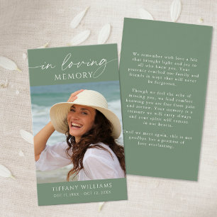 Funeral Photo In Loving Memory Elegant Prayer Card