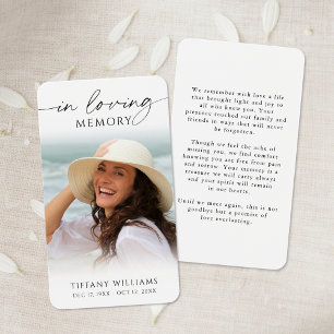 Funeral Photo In Loving Memory Modern Prayer Card