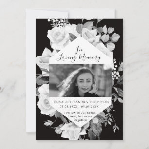 Funeral Photo Memorial Floral Black Poem Card