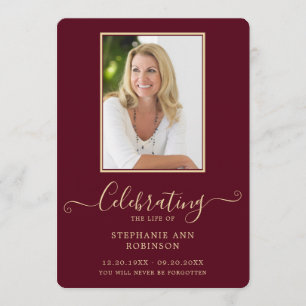 Funeral Photo Order of Service Burgundy Gold Programme