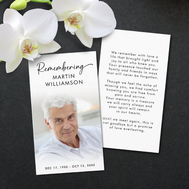 Funeral Photo Remembering Name Modern Prayer Card (Creator Uploaded)