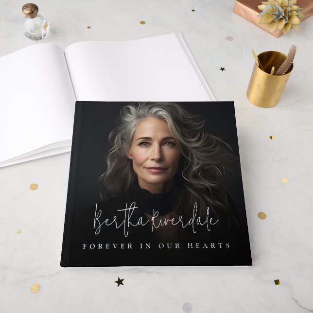 Funeral Photo Remembrance Memorial Keepsake  Guest Book (Front Open)