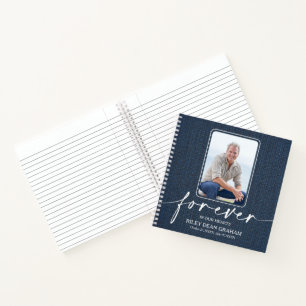 Funeral Photo Sympathy Memorial Denim Guest Book