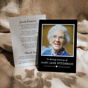 Funeral Photo Thank You   Black In Loving Memory