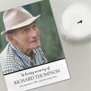 Funeral Photo Thank You Order of Service Card