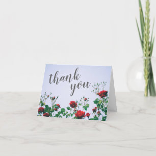 Funeral Photo Thank You   Sympathy Red Roses Card