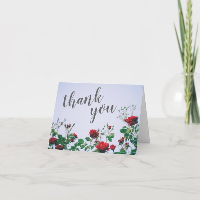 Funeral Photo Thank You | Sympathy Red Roses Card (Front)