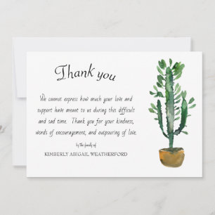 Funeral Potted Cactus Thank You Card