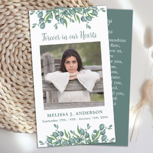 Funeral Prayer Card Eucalyptus Sympathy Photo