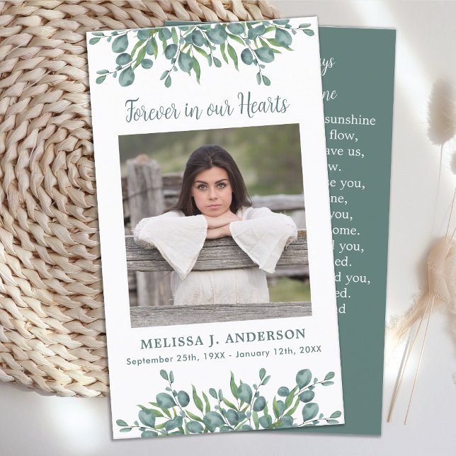 Funeral Prayer Card Eucalyptus Sympathy Photo (Creator Uploaded)