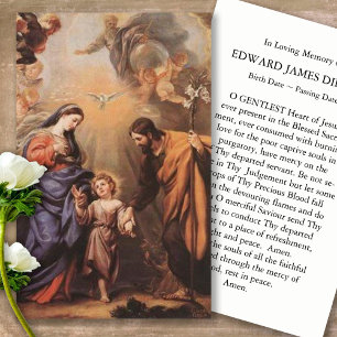Funeral Prayer Card Feast of the Holy Family