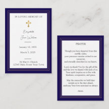  Funeral Prayer Card  Floral Cross 