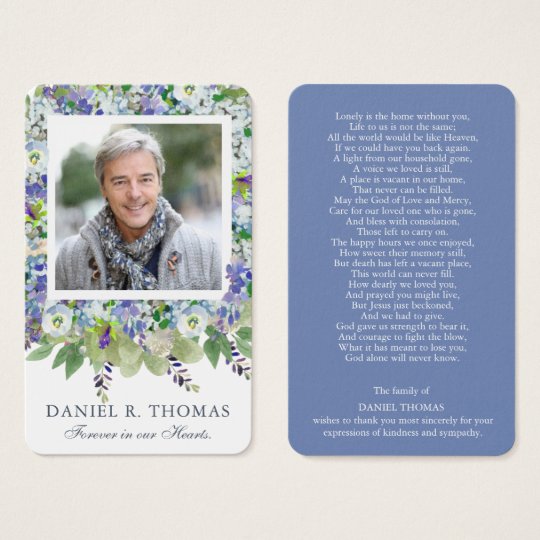 Funeral Prayer Card | Purple Florals