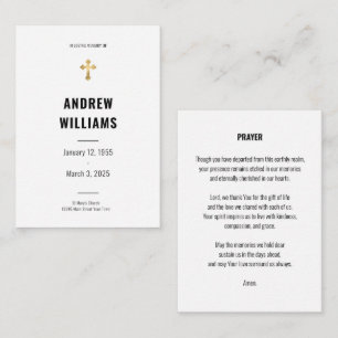  Funeral Prayer Card  Simple Black and White 