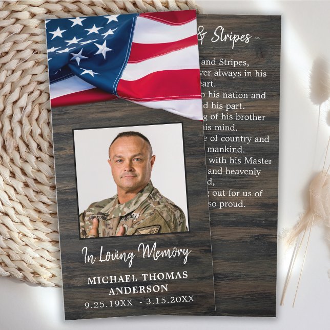 Funeral Prayer Card Stars Stripes Poem US Flag (Creator Uploaded)