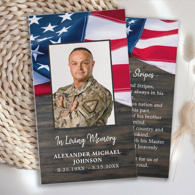Funeral Prayer Card US Flag Stars Stripes Poem (Creator Uploaded)