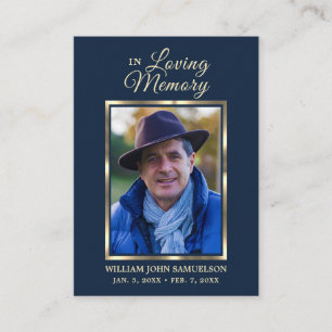 FUNERAL PRAYER THANK YOU Dark Blue PHOTO Business Card