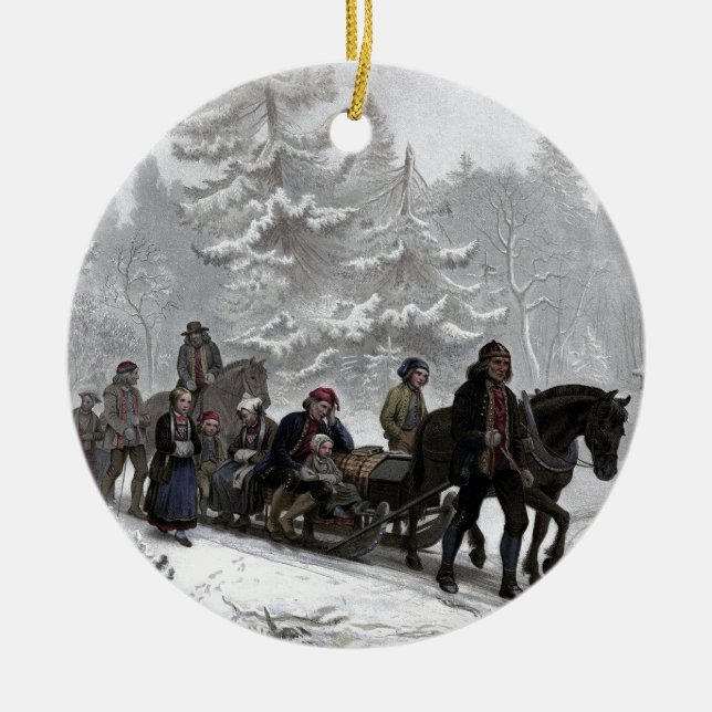 Funeral Procession Ceramic Tree Decoration (Front)