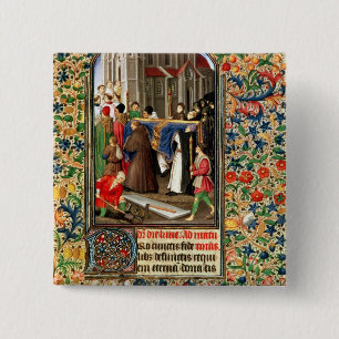 Funeral procession with grave-diggers 15 cm square badge