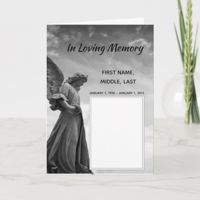 Funeral Program Angel, Scripture, Christian Programme (Front)