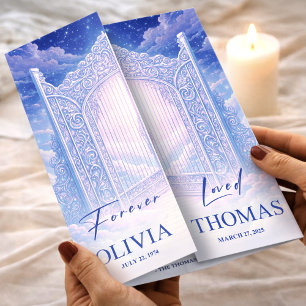 Funeral Program Blue Heaven’s Gates Memorial  Flyer