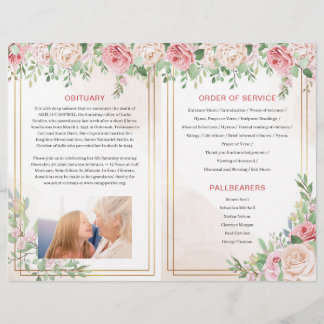 Funeral Program Brochure | Roses Order of Service 